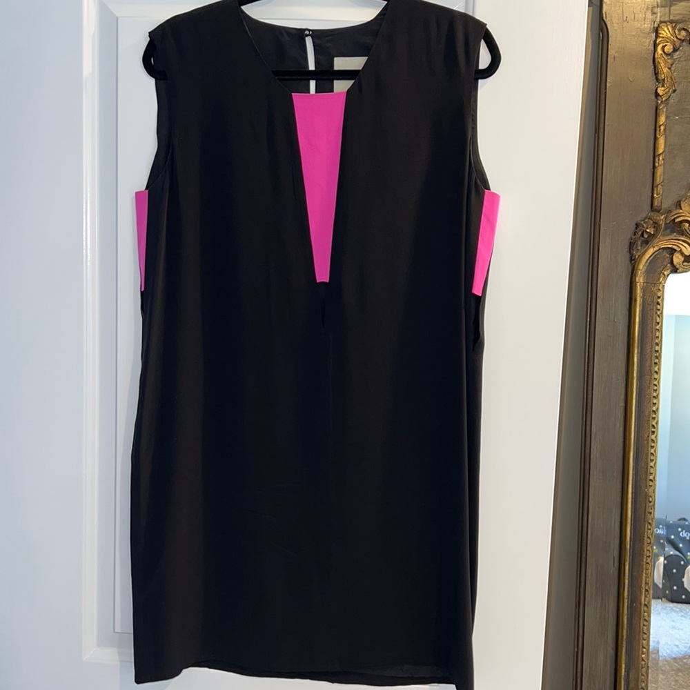 Mason Black & Pink Silk Dress with Mini Cutouts